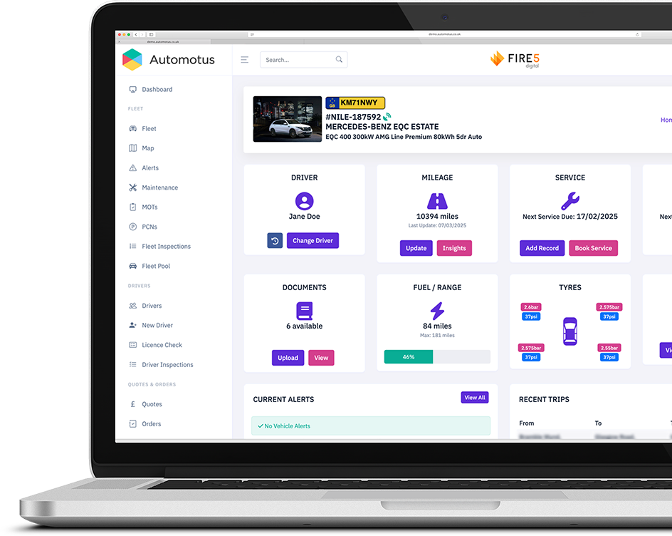 Automotus Fleet+ admin screen